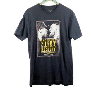 UFC McGregor VS Mayweather Biggest Fight History Black Graphic T-Shirt Sz L NWOT